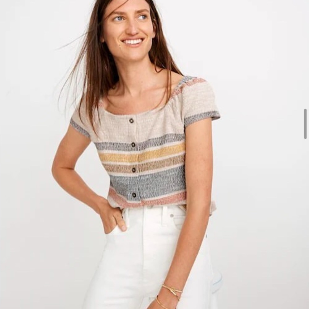 Madewell (Texture and‎ Thread) Button-Front Top in Stripe Size XL